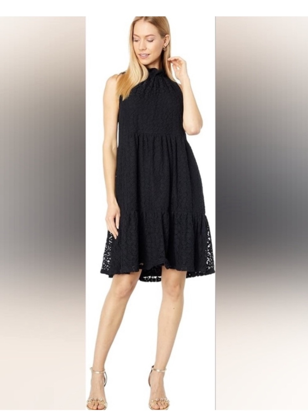 Lilly Pulitzer Black Tiered Lace Sleeveless Dress- Small